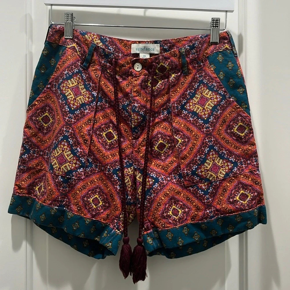 Sundance Womens Drawstring Floral Kalini Shorts Sz XS